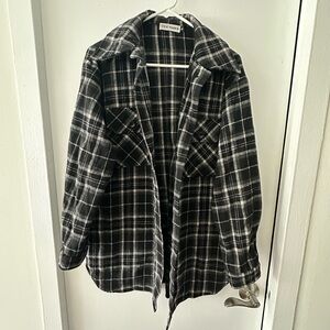 Steve Madden Black and White Plaid Oversized Shirt